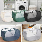 5 Pcs Durable Collapsible Laundry Baskets, Foldable Laundry Basket Large Opening, Pop Up Laundry Hamper with Pocket, Clothes Hamper with Handles for Laundry, Bathroom, Kids Room, Dorm or Trave - color: Gray+Black+Navy+Green+Beige