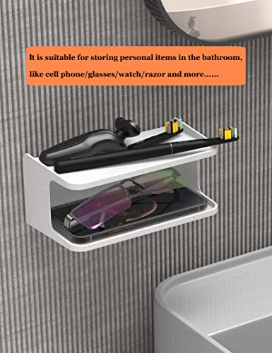 Bedside Shelf Accessories Organizer for Bedroom Bedside Wall Organizer Universal Bedside Shelf Wall Mount for Glasses/Remote/Earphone/Cell Phone and More (White) - color: White