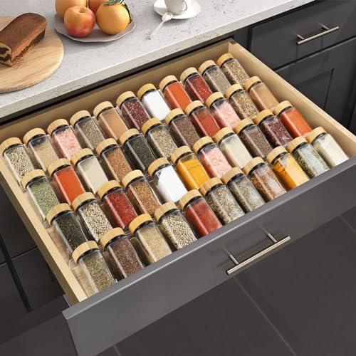 Suneerplay Spice Drawer Organizer 4 Tier, Acrylic Seasoning Organizer Rack, Clear Spice Rack Tray, Kitchen Seasoning Jars Drawers Insert (Jars Not Included/Expandable From 9" to 18") - color: Clear 4 Pack, size: Small
