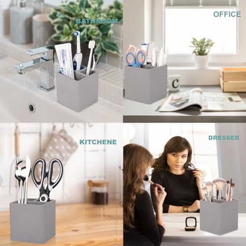 Diatomite Toothbrush Holders for Bathrooms, Electric Toothbrush and Toothpaste Holder 3 Slots Tooth Brush Organizer for Bathroom Countertop, Shower, Vanity - Dark Gray - color: Dark Gray