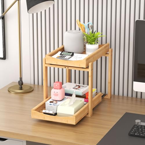 MHXW SXPN Bamboo Under Sink Organizer and Storage, Pull Out Cabinet Organization, 2 Tier Vertical Slide Out Undersink Storage Shelf, Organizer Shelves for Kitchen Bathroom Medicine (Natural, 1 Pack) - color: Natural, size: 1 Pack