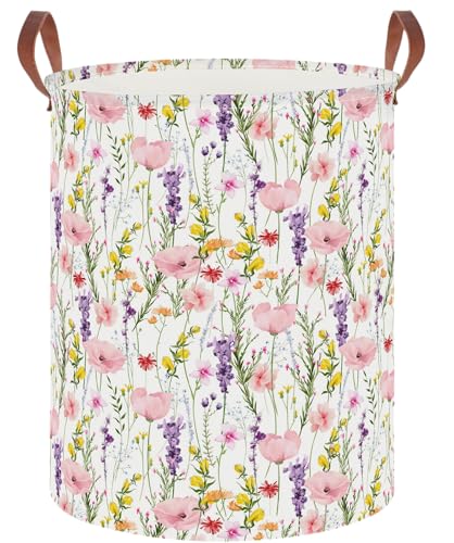 19.7" Laundry Basket,Dirty Clothes Hamper,Waterproof Storage Bin,Room Decor,Gift Baskets,Nursery Hamper(Flowering Shrubs) - color: Flowering Shrubs