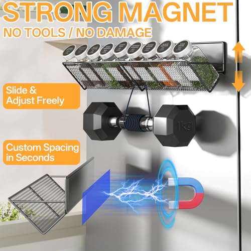 DTUQYX Magnetic Spice Rack for Refrigerator 4 Pack, Extra Long Strong Magnetic Fridge Shelves(14-16.5 inch), Space Saving Spice Organizer 45° Tilt, No Drilling Home Kitchen Laundry Storage Shelves - style: Magnetic Tilt Spice Rack