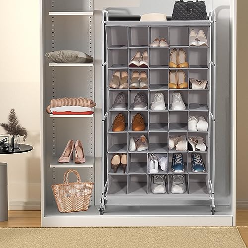 STORAGE MANIAC Shoe Cubby Organizer, Free Standing Shoe Cube Rack for Entryway, Bedroom, Apartment, Closet, 40-Cube Gray - color: Grey, size: 40-Cube