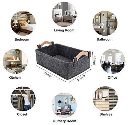 Collapsible Storage Basket Medium Rectangle Felt Fabric Baskets Storage Bins Organizer for Underwear Socks Bra Towel Toiletry Baby Products Storage Basket Light Gray - color: light gray, size: 13 x 8.9 x 4.5 Inch (Pack of 1)