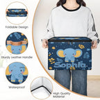 Custom Storage Basket with Name, Personalized Storage Bins with Zipper Lid, Foldable Fabric Storage Box Large capacity with Handle Elephant Flower Leaves - color: Option 19