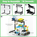 Adoymiro Under Sink Organizer, Adjustable Shelves, 2 Pack Pull Out Cabinet Organizer Slide Out Sink Shelf Cabinet Storage Shelves, Under Sink Storage for Kitchen Bathroom Cabinet
