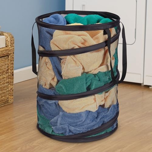 Household Essentials 2026 Pop-Up Collapsible Mesh Laundry Hamper | Black, 25" H - color: Black