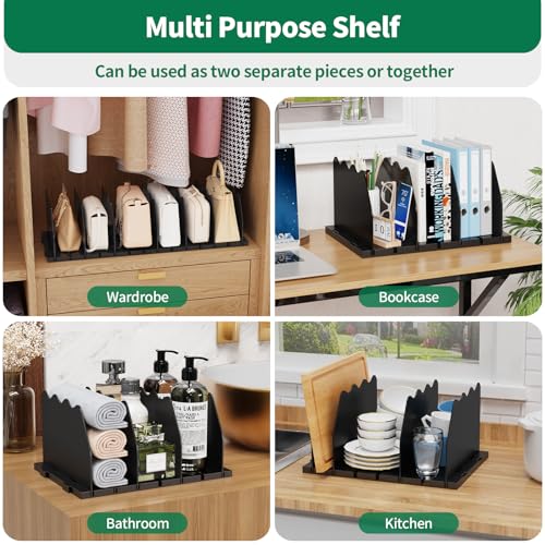 SPACEKEEPER Shelf Divider for Closet, Adjustable Purse Organizers Handbag Separators Storage Organizer Bookshelf Separator Dividers in Bedroom Office Kitchen Bathroom, Black - color: Black