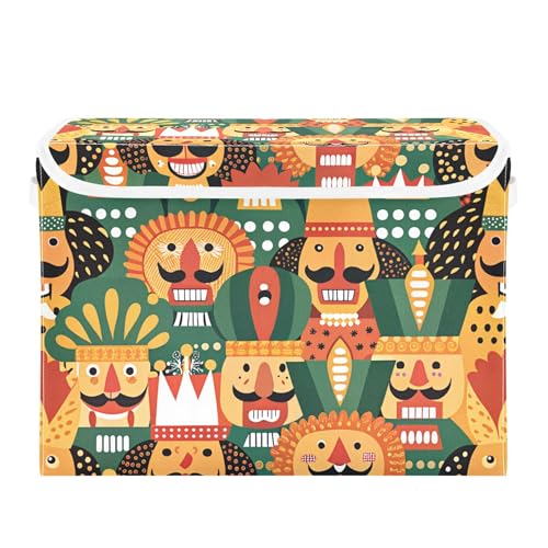 xigua Nutcracker Christmas Storage Bins with Lids and Carrying Handle,Foldable Storage Boxes Organizer Containers Baskets Cube with Cover for Home Bedroom Closet Office - color: Nutcracker Christmas