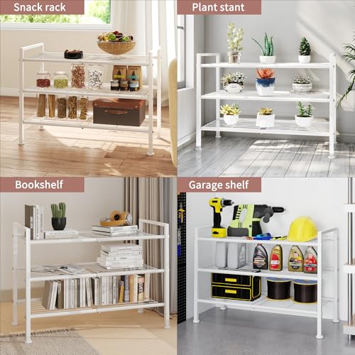 3-Tier Metal Shoe Rack, Sturdy Floor-Mounted Storage Organizer for Closet Entryway Garage Dorm Room, Easy Assembly Multi-Purpose Shelf, White - color: White, size: 3 Tier