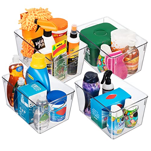 CLEARSPACE Plastic Storage Bins With lids – Perfect Kitchen Fridge Organizer, Pantry Organization, Cabinet Organizers (4 Pack) - size: 11"L x 7.5"W x 6"H