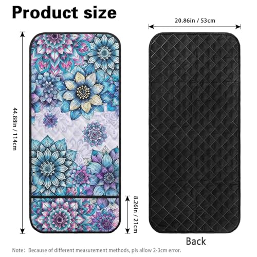 Boho Mandala Floral Print Sofa Armrest Organizer Scratch Proof Couch Sofa Armrest Cover Remote Controls Holder, 2 Side Storage Pocket for Magazine, Remote, Phone, Books - color: Boho Mandala Floral