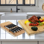 Utoplike Knife Drawer Organizer Bamboo Knives Block for Kitchen, Large Handle Steak Holder, Fit for 9 Knives (Not Included) - size: 9 Holder