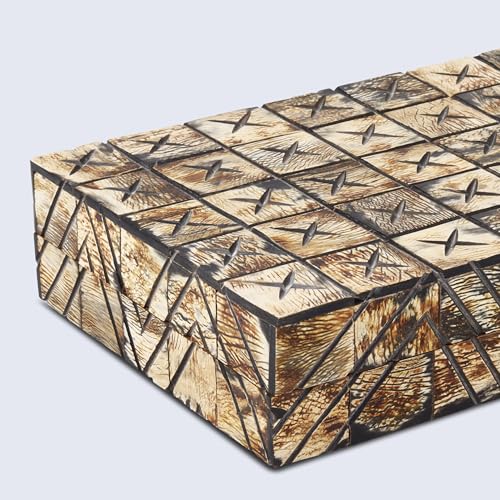 Handicrafts Home Large Decorative Storage Box 12x6– Coffee Table Organizer Box, Modern Home Décor Accent, Keepsake Memory Box, Jewelry Storage Box, Boho Decorative Box with Lid for Shelf, Mantle Decor - color: KEPT-PARADOX, size: 12x6x2 Inch