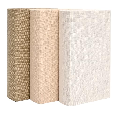 DECOR4SEASON Modern Linen and Wood Decorative Faux Book Boxes Set of 3, 8",Taupe,Beige,Off White - color: Taupe,Beige,Off-White, size: 8"