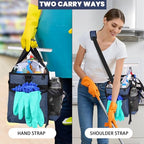 Large Wearable Cleaning Caddy Bag with Detachable Divider, Cleaning Organizer with Handles, Cleaning Supply Tote with Adjustable Shoulder Strap&Waist Belt for Cleaners & Housekeeper (Blue) - color: Blue