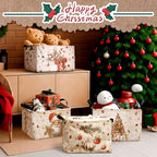 4 Pack Christmas Storage Bin Collapsible Large Christmas Storage Baskets for Gifts Xmas Tree Canvas Laundry Basket Foldable Box with Handle for Office Home Bedroom Clothes Toys Holiday Decor - style: Snowman