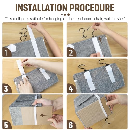 Bedside Caddy, bedside organizer, Hanging Organizers, Storage Bags with Self-adhesive on The Back to Hang Over Beds for Headboards, Bunk Bed, Car Seat Back Organizers (Upgraded Version Grey) - color: Grey