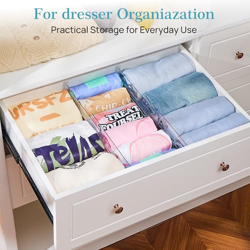 Vtopmart 12 Pack Drawer Dividers for Clothes, 4" High 13"-22" Adjustable Expandable Dresser Drawer Organizer, Clear Plastic Separators for Dresser, Baby Clothing, Underwear, Cosmetic, Toiletries - size: 4" H,13-22" L