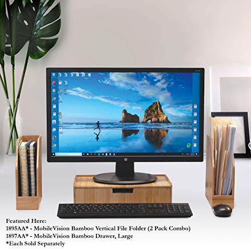 MobileVision Bamboo Vertical File Folder Holder & Office Product Organizer, Store Files, Magazines, Notepads, Books and more, 2 Pack Combo Set - color: Bamboo