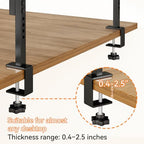 IBUYKE Clamp on Desk Shelf, 22.8” Large Desk Extender Shelves,Tool-Free Flexible Repositioning and Adjustable 2-Tier Storage Shelves for Desktop Accessories Below Desk TMZ010B - color: Black