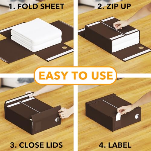 SpaceAid 4 Pack Bed Sheet Organizers and Storage, Foldable Sheet Organizer for Linen Closet, Sheets Set Folder Keeper with Window XL (Queen & King Size) Bedding Container (Brown, 4 Pack) - color: Brown, size: 4 Pack