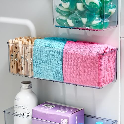 iDesign Magnetic Medium Clear Plastic Organizer Bins for Laundry Room Storage - 2-Pack - size: Medium, style: Pack of 2