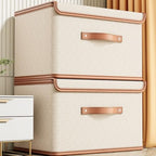 4 PCS Oxford Fabric Storage Bins with Attached Lid - Large Clothes Organizer (44x30x29cm), Breathable Collapsible Closet Bins for Clothing, Seasonal & Dorm Organization, Beige - size: 4PCS