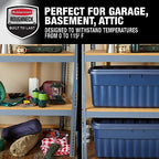 Rubbermaid Roughneck Tote 50 Gal, 2 Pack, Made in USA, Dark Indigo Metallic, Rugged Plastic Stackable Storage Bins with Lids and Handles - size: 50 Gal - 2 Pack
