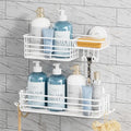TAILI Shower Caddy Suction Cup 2 Pack with Hooks & Soap Holder, Heavy Duty Shower Organizer for Bathroom, No Drilling Bathroom Organizer with Large Capacity, Metal Storage Holder-White - style: 2 × White