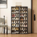Vipbox Black Shoe Rack Organizer Cabinet for Closet Entryway,Clear Shoe Storage Boxes Stackable Sneaker Storage with Door Easy Assembly Shoe Cabinet with Lids Large 8 Tiers 32 Pairs - size: 8 Tiers 32 Pairs
