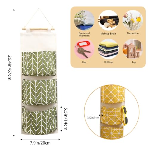 3-Pack Wall Hanging Storage Bags – Over-the-Door Organizers with 3 Large Pockets (6.3" × 5.1"), Hanging Closet & Pantry Organizer for Bedroom, Bathroom, Dorm, and More (Set of 3 Colors) - color: Set of 3 Colors