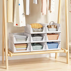 5 Pack Stackable Closet Storage Basket - Stackable Storage Bins, Multifunctional & Foldable Closet Organizer Waterproof, Wardrobe Cupboard Space-Saving Hat Storage Drawer Organizer, White - size: 5 Pack White