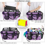 Large Cleaning Caddy Bag Built-in Sturdy Support Board, Cleaning Organizer with Detachable Divider, Cleaning Supply Tote with Adjustable Shoulder Strap&Waist Belt for Cleaners & Housekeeper - color: Purple