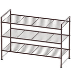 Simple Houseware 3-Tier Stackable Shoes Rack Storage Shelf, Bronze - color: Bronze, style: Wired Grid Panel