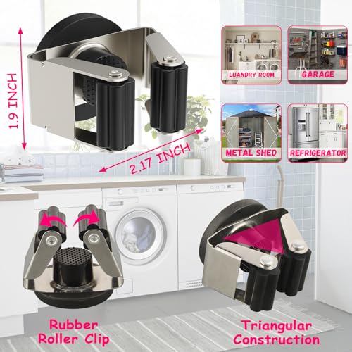 4 Pack Magnetic Mop Broom Holder, Heavy Duty Magnetic Mop Hanger for Refrigerators, Magnetic Mount Mop Broom Holder for Laundry Room Garage Kitchen Workshops Metal Shed - size: 4 Pack Magnetic Mop Broom Holder