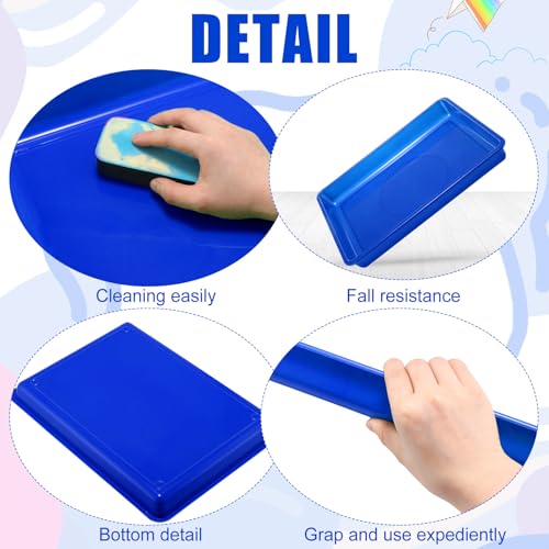 Hoteam 10 Pcs Flat Storage Organizer Tray Bin Paper Tray for Classroom Plastic Stackable File Organizer for School Office Teacher Book Organization(Blue,16.14 x 11.81 x 1.38 Inch) - color: Blue, size: 16.14 x 11.81 x 1.38 Inch
