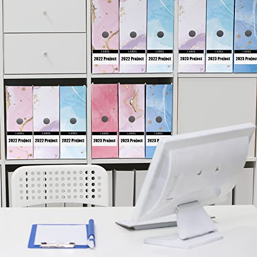 PerKoop 6 Pcs Decorative Magazine File Holders Floral Foldable File Folders Magazine Storage Boxes Rack Desk Organizer Documents with Printable Labels for School Office Home (Marble) - style: Marble