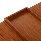 DETOR Couch Arm Tray with Spacious 12.4" x 5.4" Storage Box, Acacia Stained Bamboo Finish, Enhanced Non-Slip Felt Bottom, Sturdy Bamboo Slats, Fits Armrests 6" and Wider - color: Acacia Stained