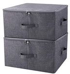 iwill CREATE PRO Pack of 2, Fabric Folding Washable Clothes Storage Boxes with Zip Lid for Wardrobe, Black Gray - color: Black Gray