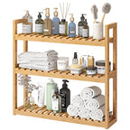 FILWH Bamboo Organizer Rack - Adjustable 3-Tier Storage Shelf, Wall Mounted or Over The Toilet, Living Room, Kitchen (Natural) - color: Natural