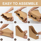 12 Pcs Cardboard Magazine File Holder Boxes with Labels, Magazine Holder Desk Organizer for Documents Storage, Foldable Folder Holder File Organizer Box Vertical File Folder Box for Desk