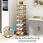GILLAS 8 Tier with Wooden Top Water Bottle Storage with Wooden Tabletop,Metal Beverage Can Rack,Large Capacity Bottled Rack Water Bottle Holder Stand for Cabinet,Countertop Kitchen,Party,Black - size: 8 Tier With Wooden Top
