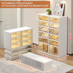 EHAMILY 6 Tier Foldable Shoe Rack Organizer for Closet 12-24Pairs Plastic Collapsible Shoe Shelf for front door entrance Stackable Clear Folding Shoes Storage Boxes XLarge Shoe Cabinet - size: 6 Tiers 24 Pairs