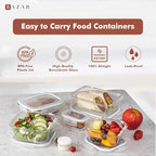 Razab 35 Pc Set Glass Food Storage Containers with Lids - Meal Prep Airtight Bento Boxes BPA-Free 100% Leak Proof (15 lids,15 glass & 5 Plastic Sauce/Dip Containers) - color: White