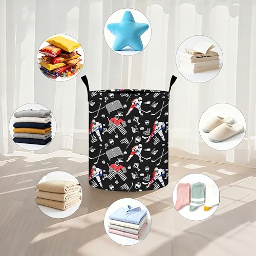 Hockey Laundry Basket Storage Bin Foldable Laundry Hamper Clothes Storage Bucket Organizer 19.6x15.7 Inch For Laundry Room/Bedroom/Bathroom - color: Hockey