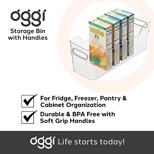 Oggi Cabinet/Drawer High Wall Storage Bin - 14" x 5", Clear/Gray, Ideal for Kitchen Organization, Pantry Storage, Fridge Organizing - Set of 6 - size: 14" x 5" - Tall (set of 6)