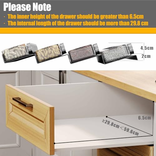 Famhap Spice Drawer Organizer, 4 Tier Expandable from 11.6" to 23.2" Seasoning Rack Tray Insert for Kitchen Drawers, Spice Rack Tray for Drawer/Countertop - color: Black, size: 4pcs
