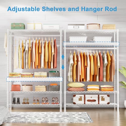 Ulif H4 Plus Garment Rack, 4-Tier Portable Clothes and Clothing Rack for Bedroom and Cloakroom, Closet Storage and Organizer Wardrobe System, 45" W x 14" D x 76.4" H, Load 522lbs, White - color: White, size: H4 Plus